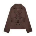 Stylish women brown short double breasted lapel trench coat outerwear variant item new - S / Mocha Brown