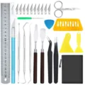 26pcs vinyl weeding craft tool set with precision carving knives tweezers scraper and storage bag - Standard Pack