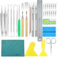 DIY 39-teiliges Bastel-Vinyl-Entgitterwerkzeug-Set mit Praezisionsmessern Schneidematte - 39-teiliges Set