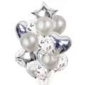 Silver foil star heart balloons confetti latex balloons set party wedding decoration details view - Silver