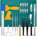 24-teiliges Vinyl Entgitterei Werkzeugset mit Schneidematte, Schnitzmessern und Pinzetten. - 24er Set