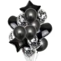 Black and confetti balloon set for party, wedding decoration, 14 pieces balloon bundle. - Black