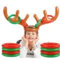 Opblaasbaar rendier gewei ringwerpspel set met kleurrijke ringen voor leuk familiefeest. - Standaardtype