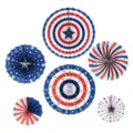 4. Juli hängende Papierfächer rot weiß blau Party Dekoration Wand Hintergrund 6er Set - Hängendes Papierfächer-Set