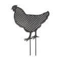 Metal chicken garden stake with polka dot cutout design, perfect outdoor lawn yard art decor detail. - Black and Red (02)