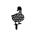 Acrylic duck yard art detail view, decorative garden stake ornament with black finish. - 05