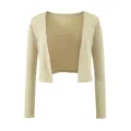 Damen einfarbige langarm kurze Strickjacke Freizeit minimalistische Basic Oberbekleidung - S / Oberteile / Aprikose