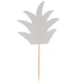Silver glitter pineapple leaf cake topper detail view, ideal for birthday and wedding party decoration. - Silver