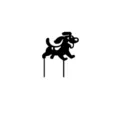 Acrylic running dog garden stake yard art outdoor lawn decoration silhouette ornament black - Running Small Dog (03)