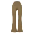 Khakifarbene hochtaillierte Schlag-Yogahose im Detail, einfarbige figurgerechte Fitnesshose Damen. - S / Unterteile / Kaffeegrün