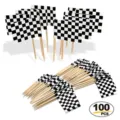 100pcs checkered toothpick flags racing party food picks fruit cupcake toppers black white - Checkered Flag / 100 Pieces/Pack