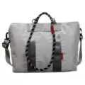 Grande borsa da viaggio fitness a griglia grigia, borsa a tracolla casual leggera. - Grigio