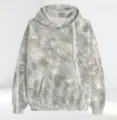 Close-up detail of the grey winter tree branch camouflage pattern on this casual hooded sweatshirt. - Grey Branches 1