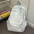 Korean ins-style star print backpack for women, cute travel school bag for students and girls - No Pendant Style (6350) / Blue (Without Pendant)