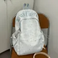 Korean ins-style star print backpack for women, cute travel school bag for students daily use. - With Pendant Style (6350) / Blue