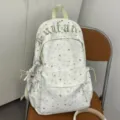 Korean style ins star print backpack casual cute travel school bag for women and student - With Pendant Style (6350) / Green
