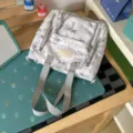 Stylish printed bamboo pattern college backpack, casual versatile large capacity bookbag. - Shoulder Bag / No Pendant / Gray