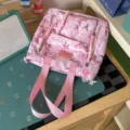 Pink new Chinese style printed canvas backpack casual large capacity school bag for women - Shoulder Bag / No Pendant / Deep Pink