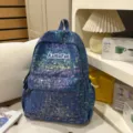 Ins Style Korean Holographic Backpack School Bag Leisure Commute Daypack for Students - No Pendant / S / Blue