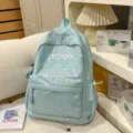 Chic light blue holographic backpack for school and daily commute with spacious compartments. - No Pendant / L / Green