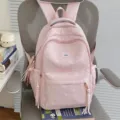 Cute pink star print casual school backpack for teenage girls lightweight bookbags - Single Bag (Without Charms) / Pink Bag