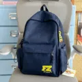 Retro letter denim backpack casual school bag travel daypack for students daily commute stylish - Single Bag (Without Charms) / Blue