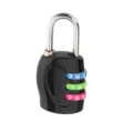 Portable 3-digit combination lock for luggage travel bags and suitcases with colorful dials. - Black