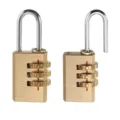 Brass 3-digit combination padlock for luggage and locker security, durable metal lock body. - Standard Type