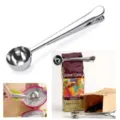 Stainless steel coffee measuring spoon with bag clip kitchen tool for coffee beans milk powder - Silver