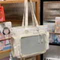 Japanese lace transparent itabag sweet girl shoulder tote bag aesthetic casual cute student daily - No Pendant / Off White