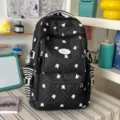 Japanese style cute polka dot backpack for school students lightweight casual daypack - No Pendant / Black