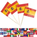 Spaanse vlag tandenstokers voor cupcakes en cocktails feest decoratie prikkers 100st - Spanje Vlag Tandenstoker / 100 Stuks/Verpakking