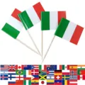 Italian flag toothpick flags, paper and wood cake toppers for party decoration and fruit snacks. - Italy Flag Toothpick Flag / 100 Pieces/Pack