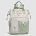Multifunctional large capacity diaper backpack in light green and off-white for modern moms. - Green