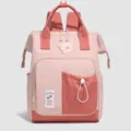Multifunctional large capacity baby diaper backpack, stylish pink mummy travel bag for moms. - Pink