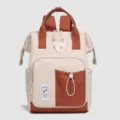 Multifunctional large capacity diaper backpack mommy bag with cute bear patch for travel - Orange