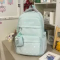 Mint green minimalist large capacity student backpack school bag for teen girls stylish - No Pendant / Green
