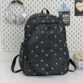 Mochila negra con estampado de estrellas, gran capacidad, bolso escolar casual, mochila ligera. - L / Sin colgante / Negro