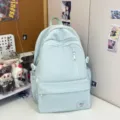 Zaino da scuola per studenti minimalista di grande capacità azzurro casual da viaggio - senza ciondolo / Verde