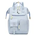 Lightweight minimalist diaper backpack large capacity casual travel school bag light blue - Blue