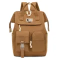 Brown large capacity casual backpack, multi-pocket design, perfect for daily commute and travel. - Coffee