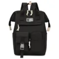 Classic black diaper backpack with large capacity and multiple practical front pockets. - Black