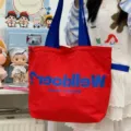 Korean style dopamine red canvas tote bag large capacity casual shoulder bag for women - No Pendant / Red