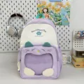 Purple Cat Ear Ita Bag Transparent Window Cute Student Backpack Daily Casual Daypack - No Pendant / Purple