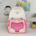 Cute Pink Cat Ear Ita Backpack with Clear Window for Enamel Badges and Pins Daily - No Pendant / Pink