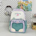 Zaino Itabag in stile ins carino con finestra trasparente, grande borsa per ragazze. - senza ciondolo / Patchwork Viola e Verde