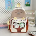 Zaino Ita giapponese carino per ragazze, grande borsa scolastica con finestra trasparente. - Con 3 Ciondoli / Kaki