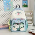 Zaino ita pastello carino con finestra trasparente e grande borsa scolastica per adolescenti. - Con 3 Ciondoli / Blu