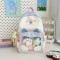 Zaino Ita giapponese carino con finestra trasparente, orecchie di gatto e peluche graziosi. - Con 3 Ciondoli / Patchwork Rosa e Blu