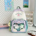 Zaino ita in tela carino stile giapponese con grande capacità per ragazze e donne - Con 3 Ciondoli / Patchwork Viola e Verde